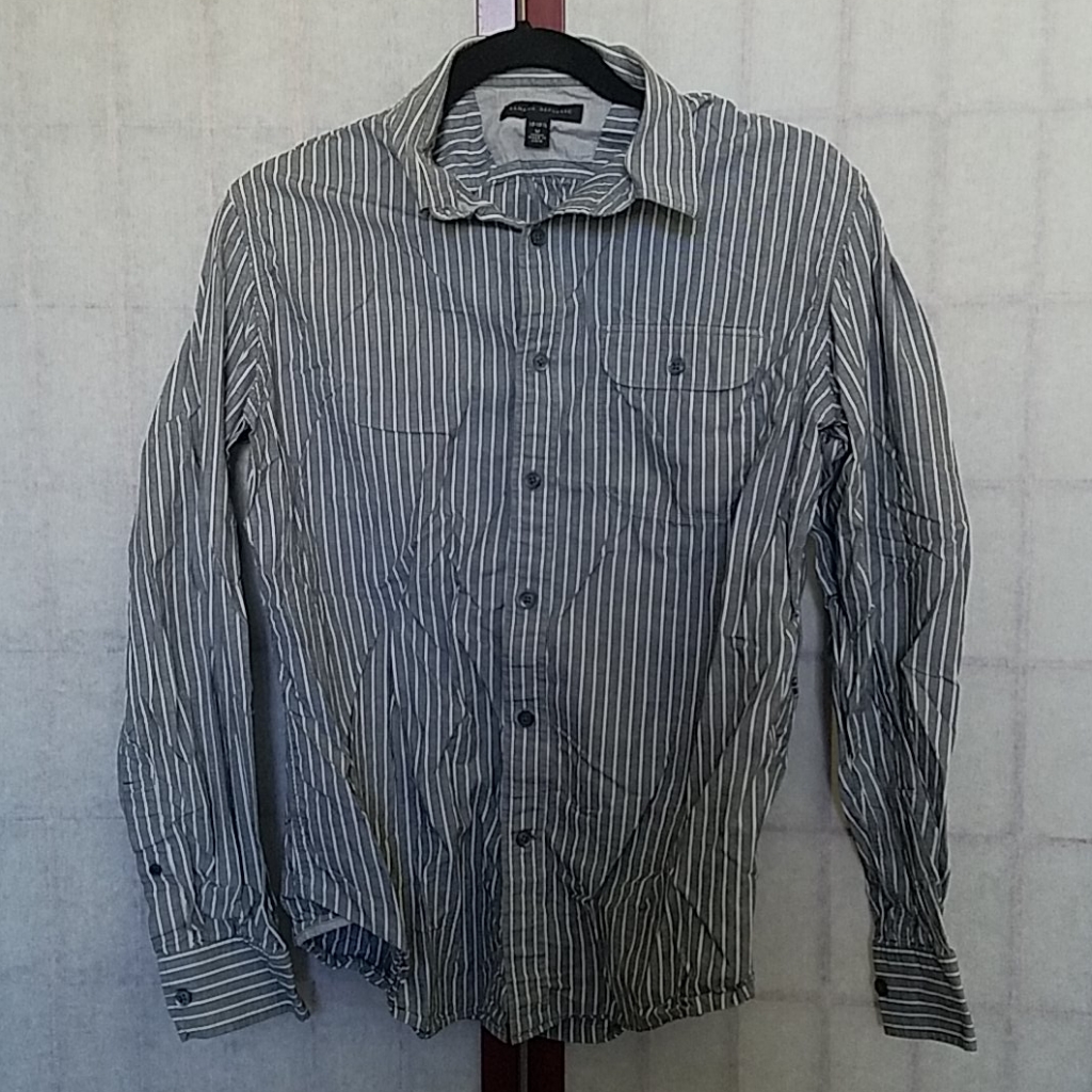 Hpbanana Republic Gray And White Button Down Shirt. Men's Size M.